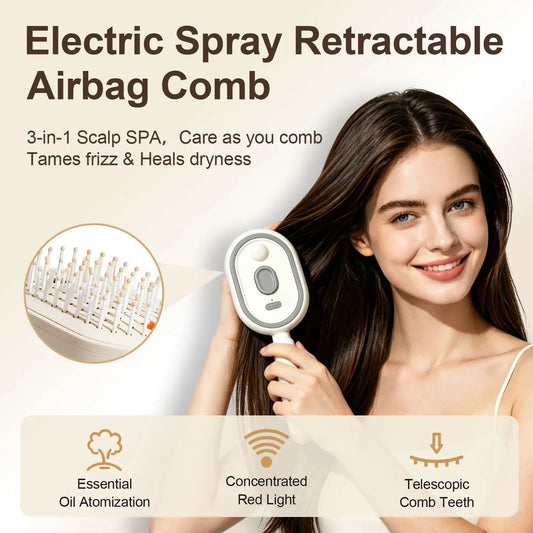 Electric Spray Air Cushion Massage Comb, Anti-Tangle Electric Hair Brush