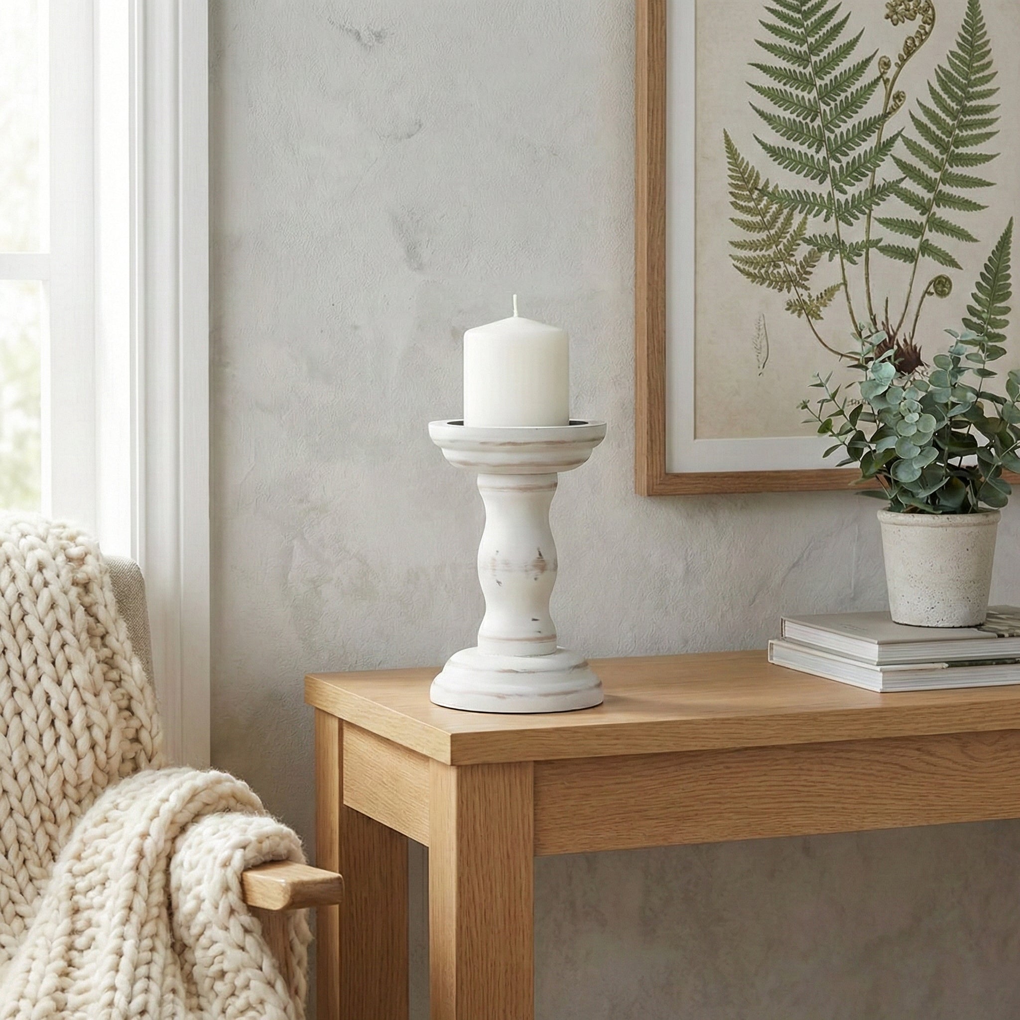 Wooden Roman Column Candle Holder