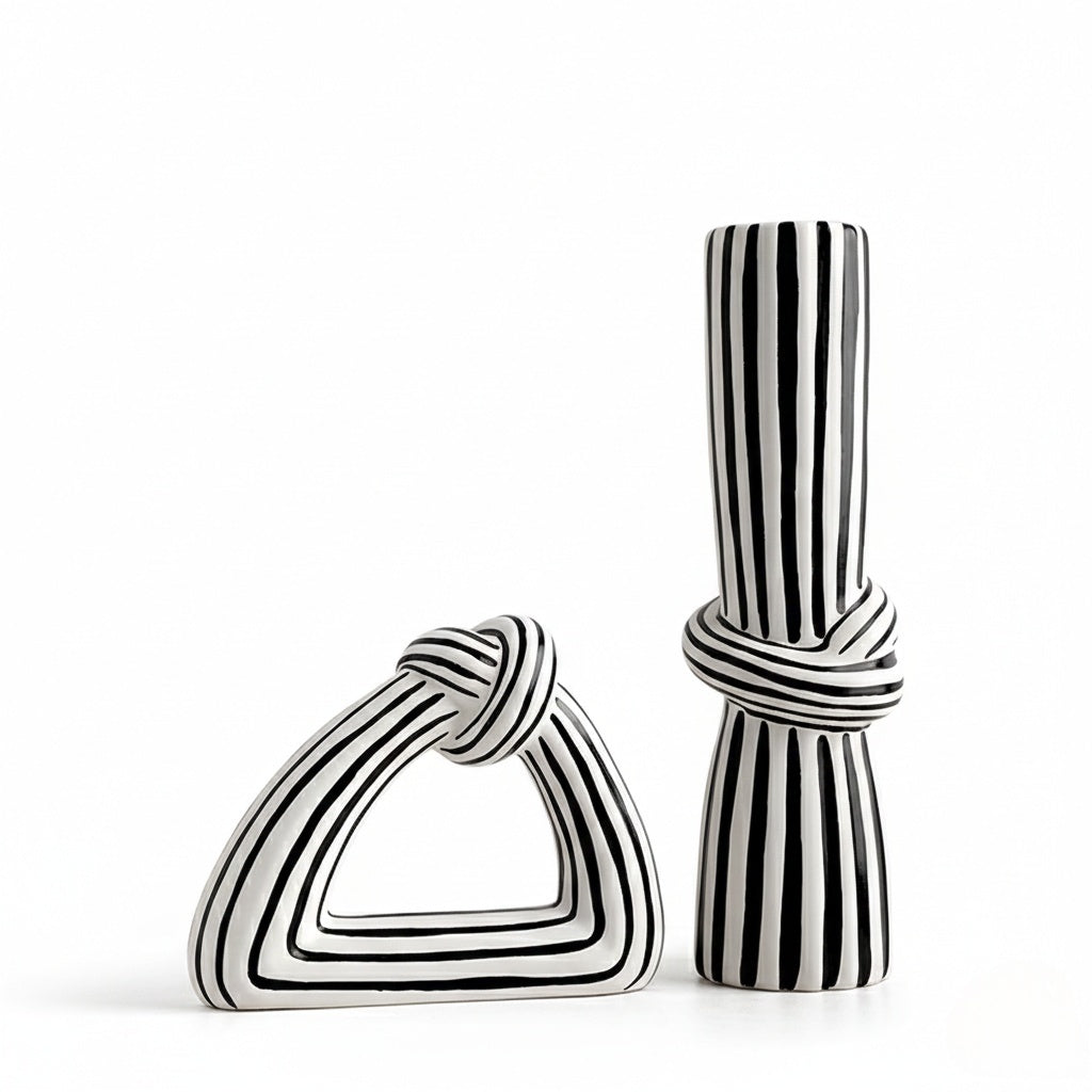 Nordic Striped Knot Ceramic Ornament Set