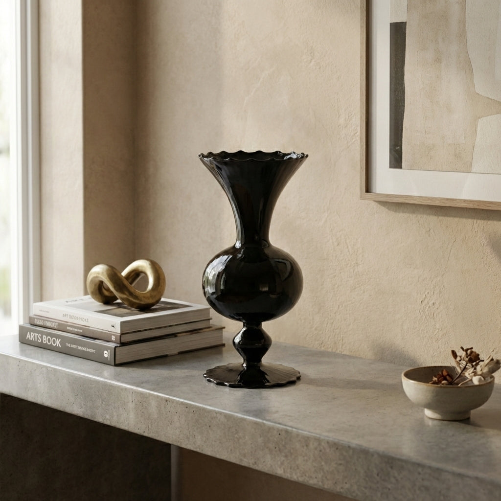 Nordic Retro Black Glass Vase