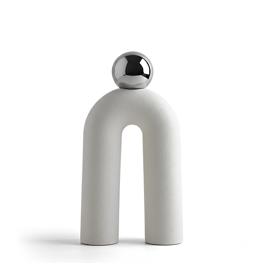 Nordic Textured Arch and Ball Ceramic Sculpture