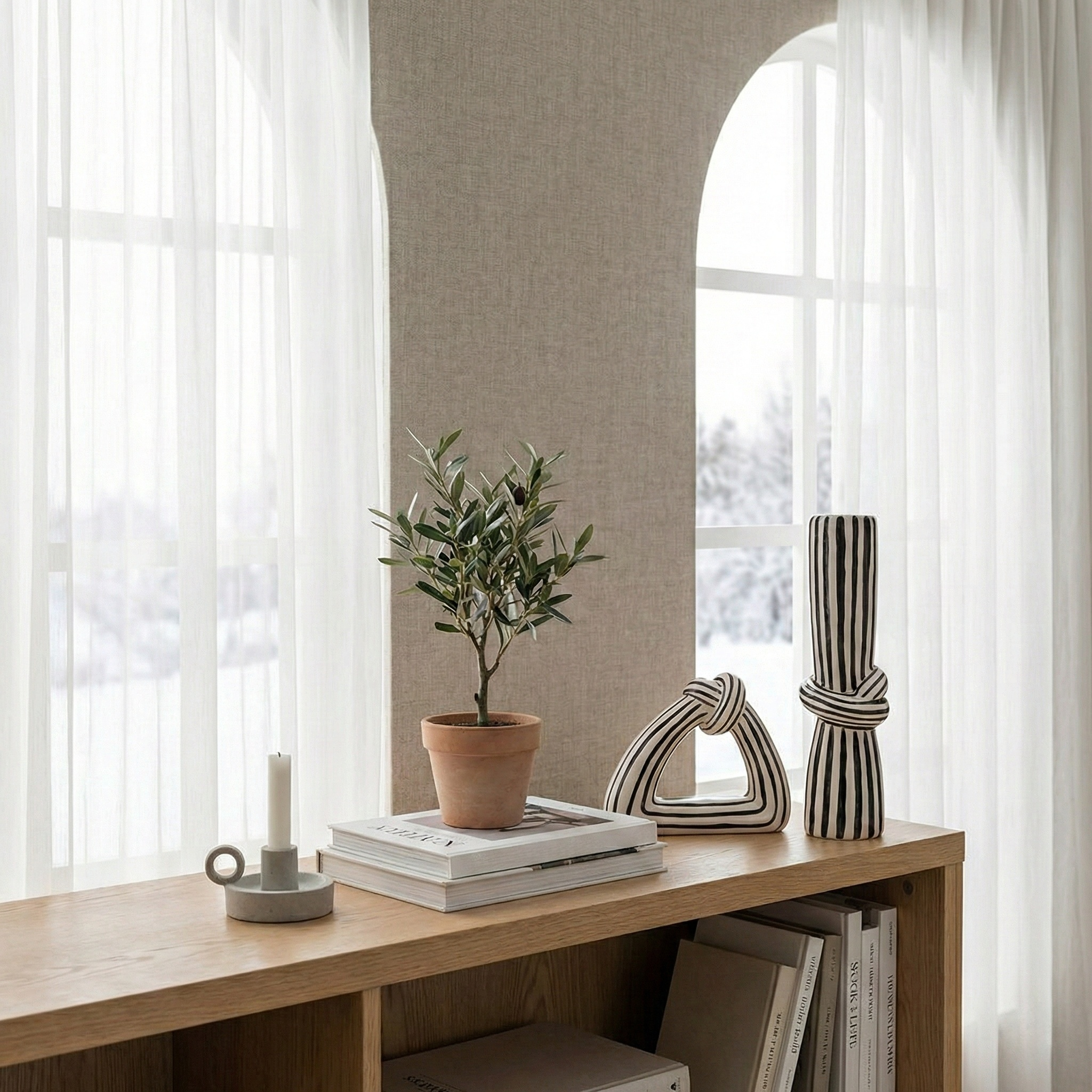 Nordic Striped Knot Ceramic Ornament Set